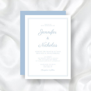 Elegante moderne Powder Blue Script Hochzeit Einladung