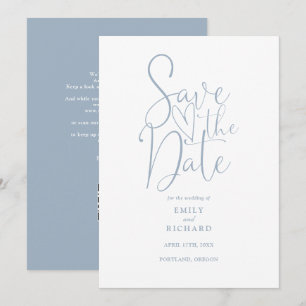 Elegante moderne QR-Code Dusty Blue Hochzeit Save The Date
