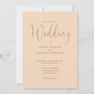 Elegante moderne QR Code Soft Peach Hochzeit Einladung