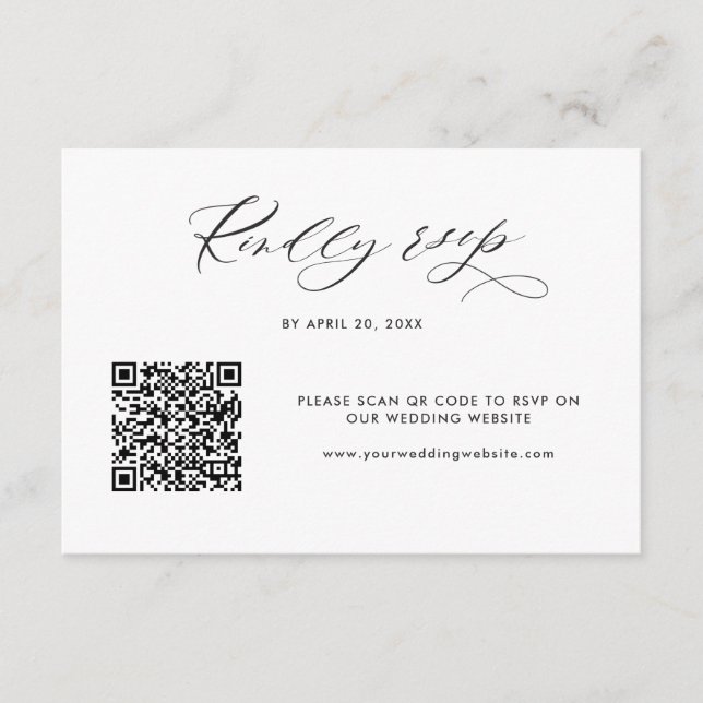 Elegante moderne QR Code UAWG Online-Hochzeit Begleitkarte (Vorderseite)