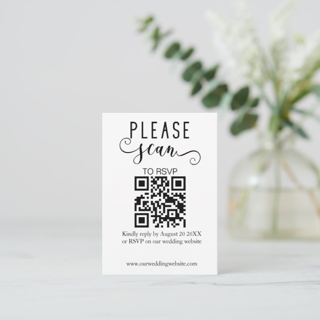 Elegante moderne QR Code UAWG Wedding Begleitkarte (Stehend Vorderseite)