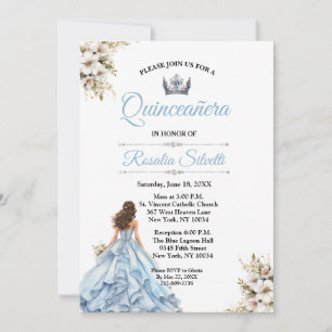 Elegante Moderne Quinceanera Blau und Silber Einladung