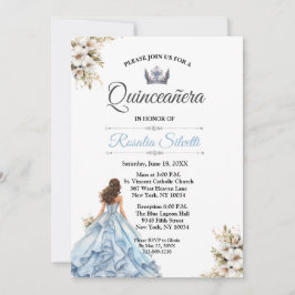 Elegante Moderne Quinceanera Blau und Silber Einladung
