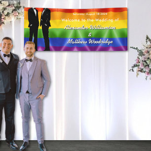 Elegante moderne Regenbogen-Hochzeitsbegrüßung für Banner