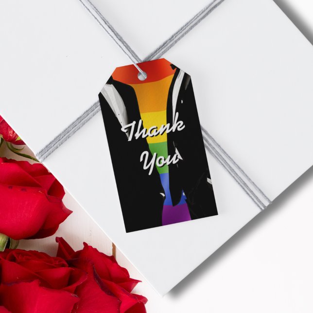 Elegante moderne Regenbogen-Schwulen-Hochzeit-Dank Geschenkanhänger (Von Creator hochgeladen)