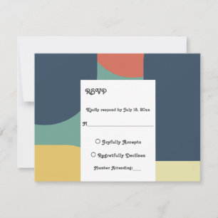 Elegante Moderne Retro Abstrakte Kunst Hochzeit RSVP Karte