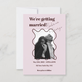 Elegante moderne Retro-Fotografie QR Code Hochzeit Einladung