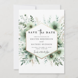 Elegante Moderne romantische Hochzeit Grün Save The Date