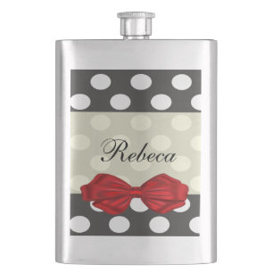 Elegante moderne romantische Polka-Punkte rote Bog Flachmann