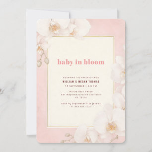 Elegante moderne rosa Baby in Bloom Babyparty Einladung