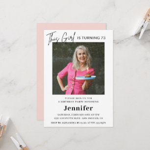 Elegante moderne rosa Foto 73. Geburtstag Einladung