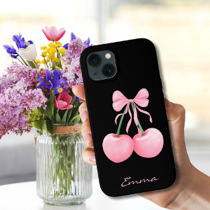 Elegante, moderne rosa Kirschen mit rosa Schleife, Case-Mate iPhone Hülle