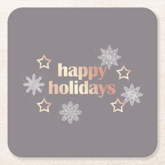 Elegante moderne Rose aus Kupfer Gold Happy Holida Rechteckiger Pappuntersetzer (Vorderseite)