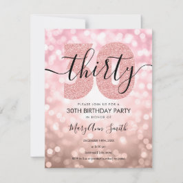 Elegante Moderne Rose Gold 30. Geburtstag Party   Einladung