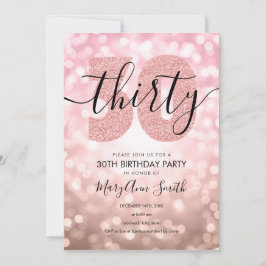 Elegante Moderne Rose Gold 30. Geburtstag Party Einladung