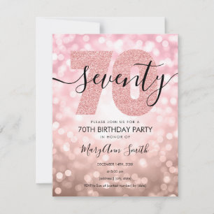 Elegante Moderne Rose Gold 70. Geburtstagsparty Einladung
