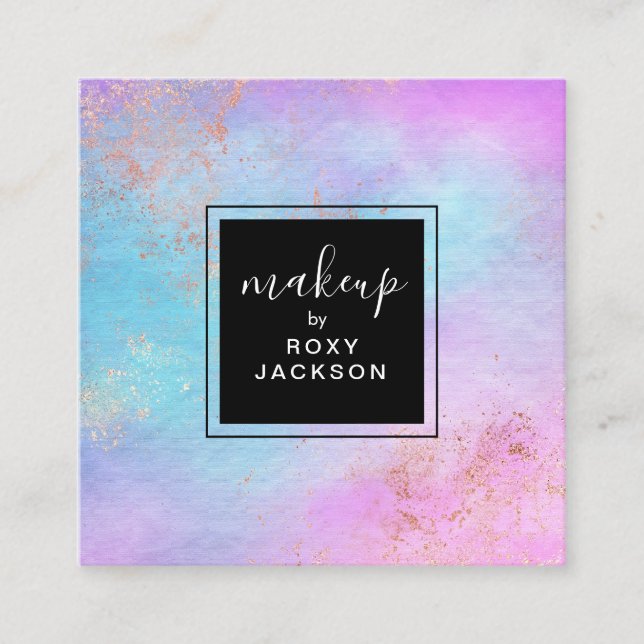 Elegante, moderne Rose Gold Aquarell-Künstler Quadratische Visitenkarte (Vorderseite)
