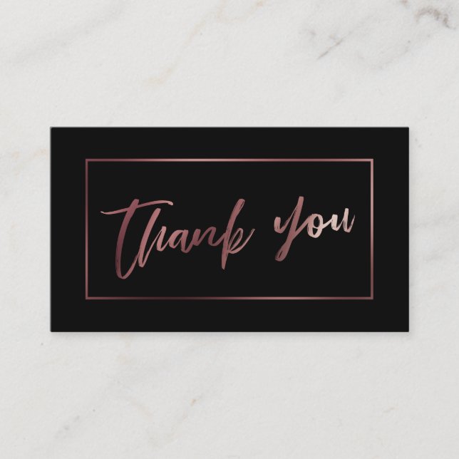 Elegante moderne Rose Gold auf Schwarz Danke Beila Begleitkarte (Vorderseite)