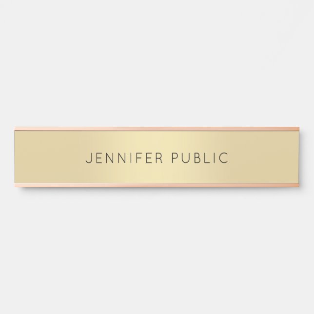 Elegante moderne Rose Gold Glamour Minimalistisch Türschild (Vorderseite )