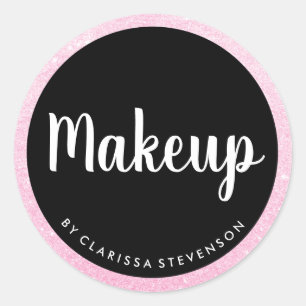 Elegante moderne Rose Gold Glitzer Black Make-up Runder Aufkleber