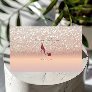 Elegante Moderne,Rose Gold Glitzer Bokeh High Heel Visitenkarte