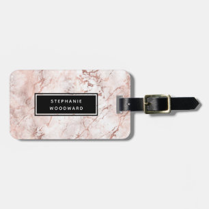 Elegante Moderne Rose Gold Marble Personalisiert Gepäckanhänger
