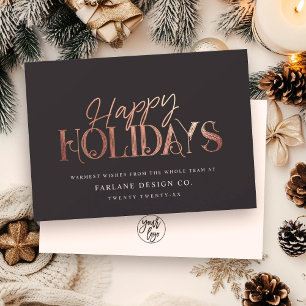 Elegante moderne Rose Gold Script Business Feiertagskarte