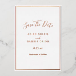 Elegante Moderne Rose Goldene Foil Save the Date K Folieneinladung