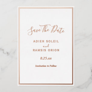 Elegante Moderne Rose Goldene Foil Save the Date K Folieneinladung