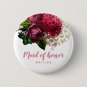 Elegante, moderne Rose, goldene Trauzeugin Button