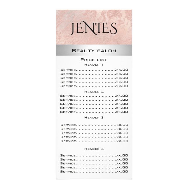 Elegante moderne Rose Goldmarmor Silberstreifen Werbekarte (Vorne)