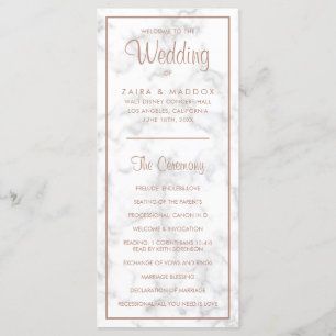 Elegante Moderne Rose Goldmedaille Hochzeit Programm