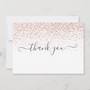 Elegante moderne roségold Glitter-Schrift Dankeskarte