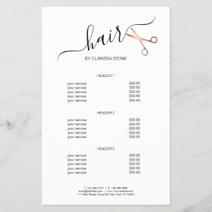 Elegante moderne roségoldene Schere Friseur Flyer