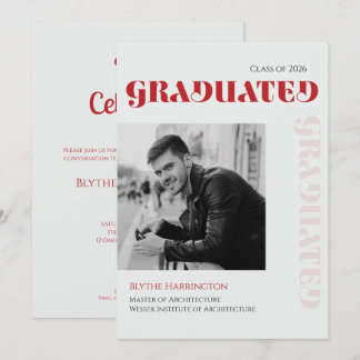 Elegante moderne rote, schwarze und graue Schrifta Einladung
