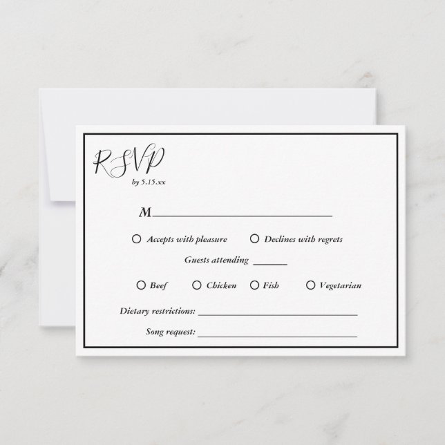 Elegante moderne RSVP-Karte für Hochzeiten RSVP Karte (Vorderseite)