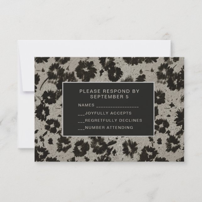Elegante moderne RSVP-Karte Hochzeitssilber Schwar RSVP Karte (Vorderseite)