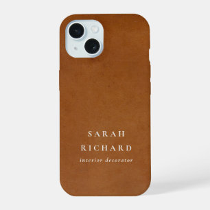 Elegante moderne rustikale braune Ledertextur indi iPhone 15 Hülle
