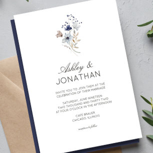 Elegante Moderne Rustikale Wildblume Hochzeit Einladung