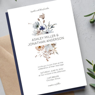Elegante Moderne Rustikale Wildblume Hochzeit Einladung