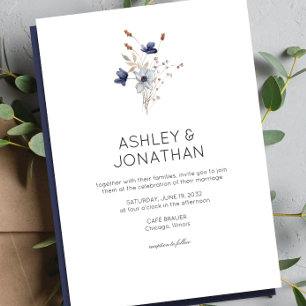 Elegante Moderne Rustikale Wildblume Hochzeit Einladung