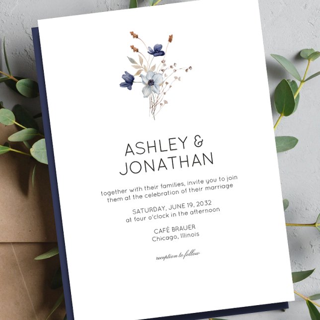 Elegante Moderne Rustikale Wildblume Hochzeit Einladung (Von Creator hochgeladen)