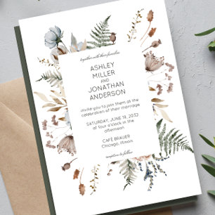 Elegante Moderne Rustikale Wildblume Hochzeit Einladung