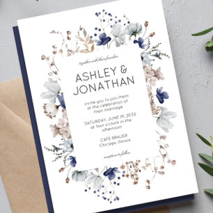 Elegante Moderne Rustikale Wildblume Hochzeit Einladung