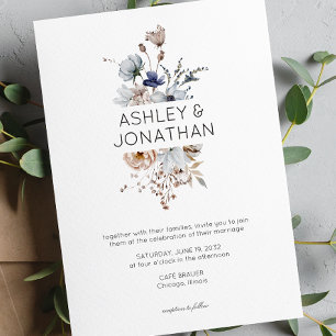 Elegante Moderne Rustikale Wildblume Hochzeit Einladung