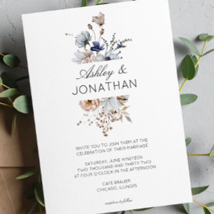 Elegante Moderne Rustikale Wildblume Hochzeit Einladung
