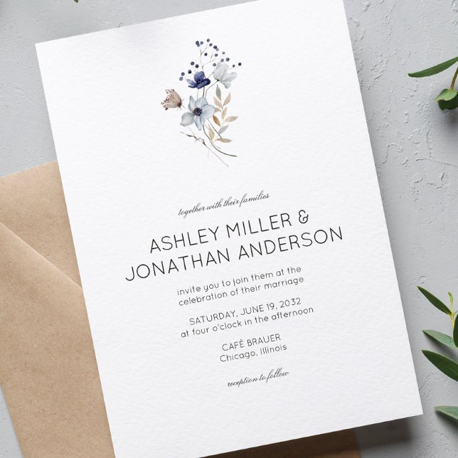 Elegante Moderne Rustikale Wildblume Hochzeit Einladung (Von Creator hochgeladen)