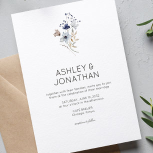 Elegante Moderne Rustikale Wildblume Hochzeit Einladung