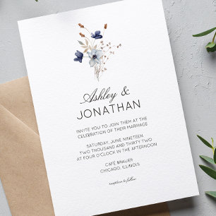 Elegante Moderne Rustikale Wildblume Hochzeit Einladung