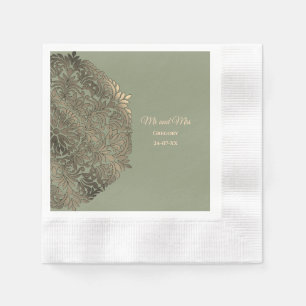 Elegante moderne Salbeigrüne und goldene klassisch Serviette
